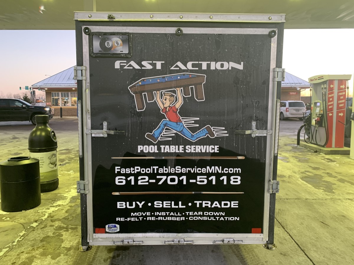 Fast Action Pool Table Service trailer